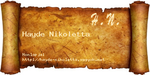 Hayde Nikoletta névjegykártya