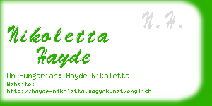 nikoletta hayde business card